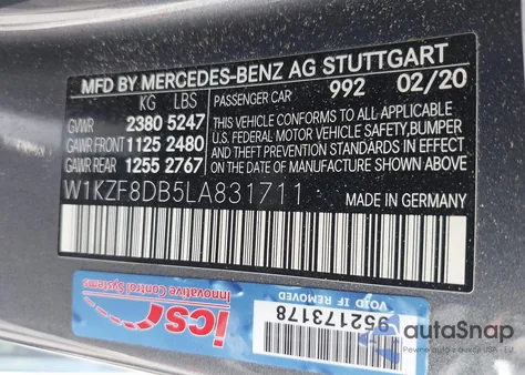 2020 Mercedes-Benz E 350 z USA, uszkodzony, nr VIN W1KZF8DB5LA831711